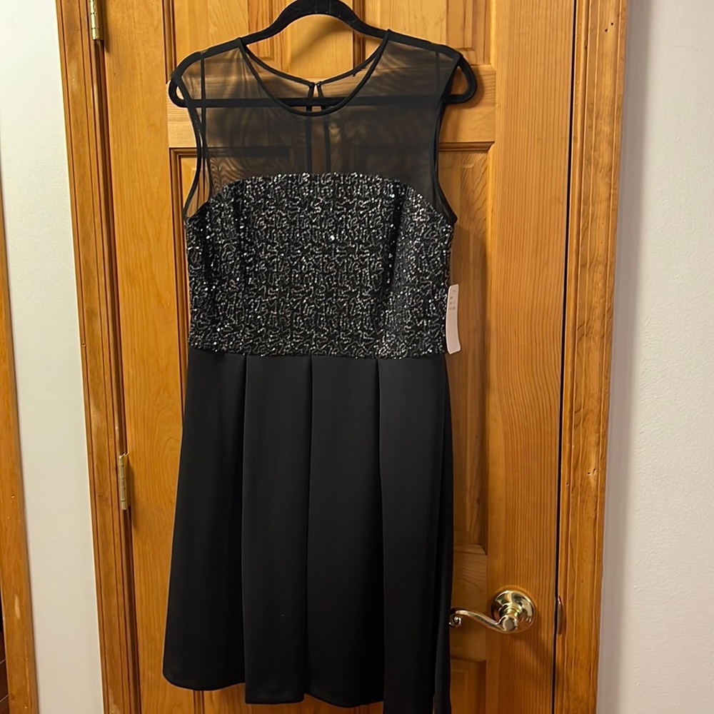SD Collection, Black Sequence and Mesh Dress, Size 14, New W/Tags.
